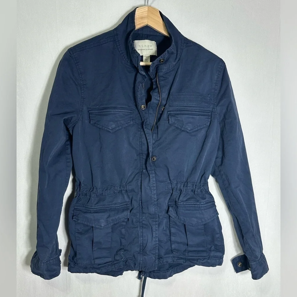 Hinge Navy Blue Cotton Utility Field Jacket Military Style Small HL320822MI‎